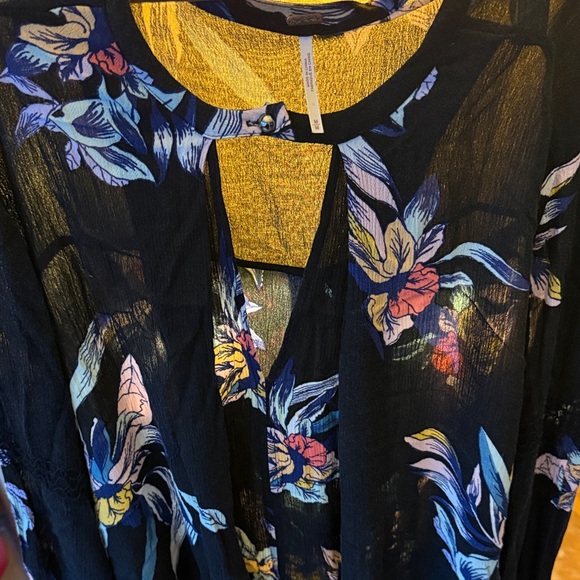 Free People Black Floral Long-Sleeve Dress - Picture 4 of 5